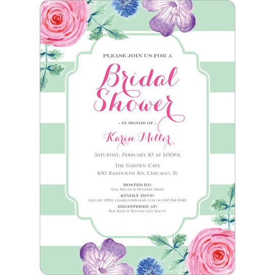Seafoam Vintage Flower Bridal Shower Invitations